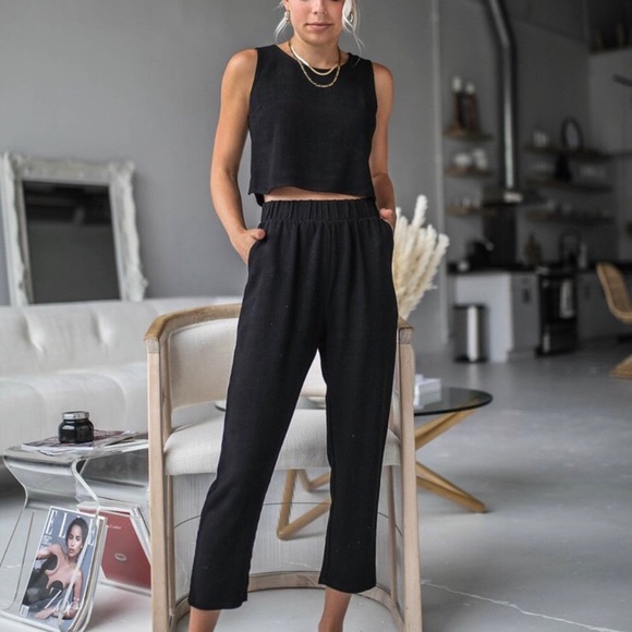 candidly chan Pants - Candidly Chan black linen set